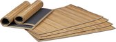 Relaxdays 6x placemat - set - afwasbaar - bamboe onderleggers - tafelonderleggers - stof