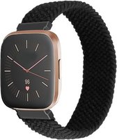 Bandje Voor Fitbit Versa Nylon Gevlochten Solo Band - Zwart - Maat: L - Horlogebandje, Armband