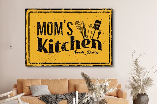 Tableau sur toile Cuisine - Maman - Vintage - 180x120 cm - Décoration murale XXL