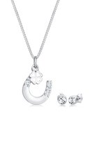 Elli Dames Sieraden Set Dames Set Stud Oorbellen Hoefijzer met kristallen in 925 Sterling Zilver roségoud verguld