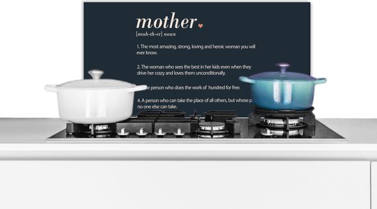 Spatscherm keuken 60x30 cm - Kookplaat achterwand Woordenboek - Mama definitie - Quotes - Mother - Spreuken - Muurbeschermer - Spatwand fornuis - Hoogwaardig aluminium