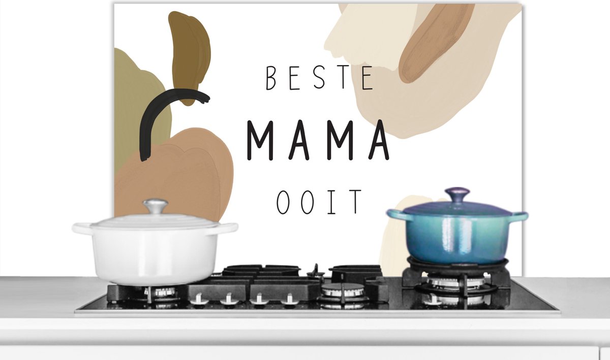 KitchenYeah Spatscherm 80x55 cm - Beste mama ooit - Aluminium