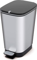 Kis Chic bin Stijl afvalbak 45L met pedaal, zilver metallic