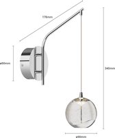 Lucande - LED wandlamp - 1licht - glas, metaal - H: 34 cm - helder, chroom - Inclusief lichtbron