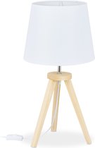 Relaxdays tafellamp driepoot - E27 - lamp nachtkastje - tripod - schemerlamp slaapkamer