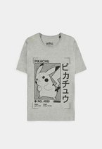 Pokémon Heren Tshirt -M- Pika Japanese Grijs