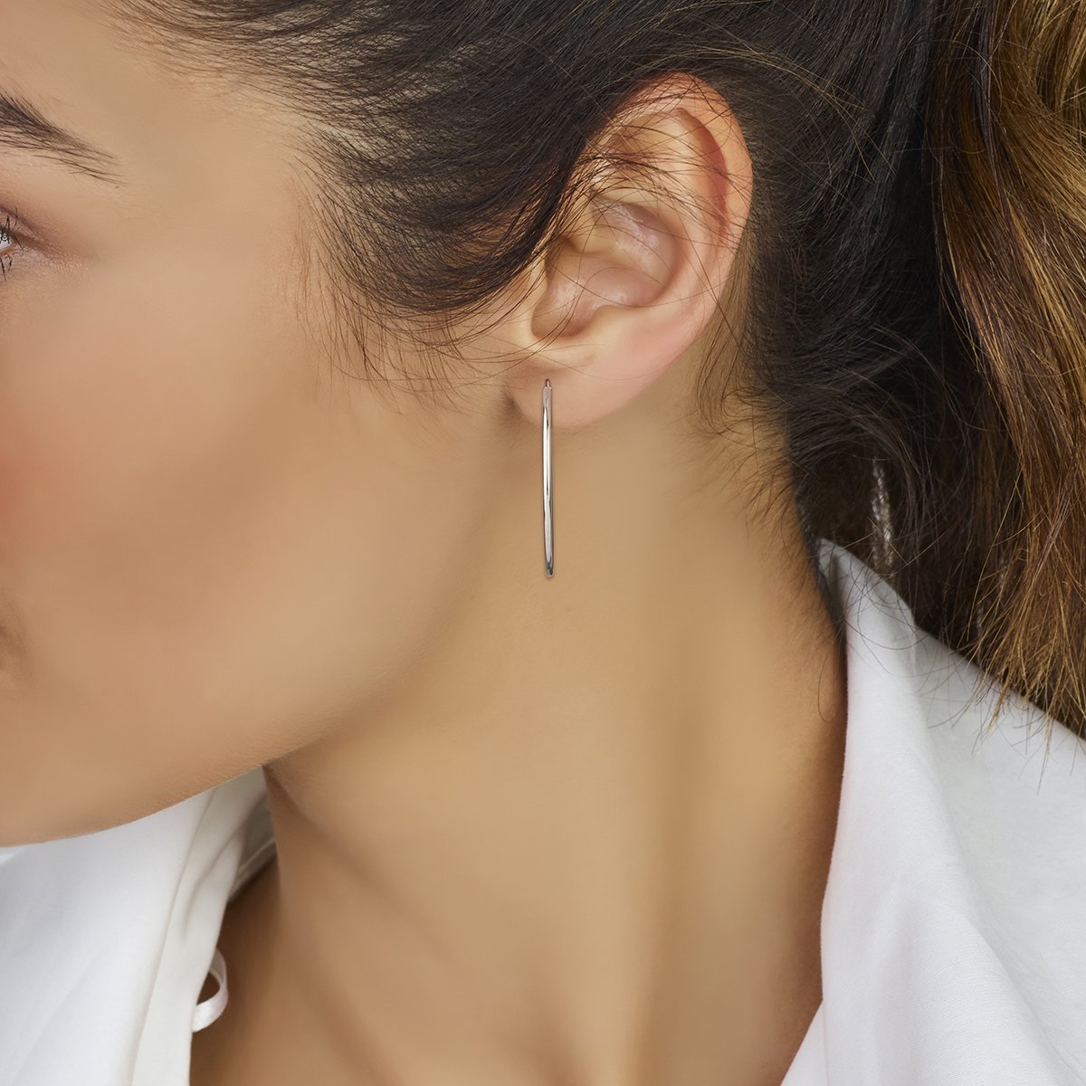 The Jewelry Collection Oorringen Ronde Buis - Zilver
