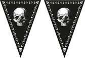 3x stuks piraten doodshoofd thema vlaggetjes slingers/vlaggenlijnen zwart van 5 meter - Feestartikelen/versiering