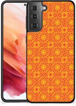 Smartphone Hoesje Geschikt voor Samsung Galaxy S21 Cover Case met Zwarte rand Batik Orange