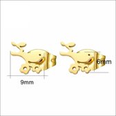 Aramat jewels ® - Zweerknopjes vogel oorbellen 9mm chirurgisch staal goudkleurig