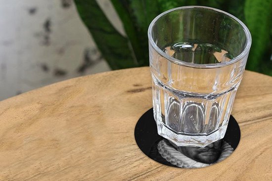 Sous-verres pour verres - Rond - Portrait de Guillaume Ier - Adriaen Thomasz - Zwart - Wit - 10x10 cm - Sous-verres en verre - 6 pièces