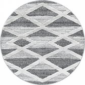 Rond Modern designtapijt met driehoekjes in de kleur grijs en wit