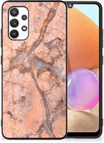 Telefoonhoesje Geschikt voor Samsung Galaxy A32 4G | A32 5G Enterprise Editie Leuk Case met Zwarte rand Marmer Oranje