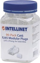 Intellinet Intellinet 90 stuks CAT6 RJ45 modulaire stekker UTP 3-punts ader koppeling voor massieve draad 90 stekker in de beker 790604 Krimpcontact Aantal