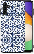 Étuis de Housses de téléphone à la Trendy Samsung Galaxy A13 étui de téléphone portable avec bord noir fleur Blue