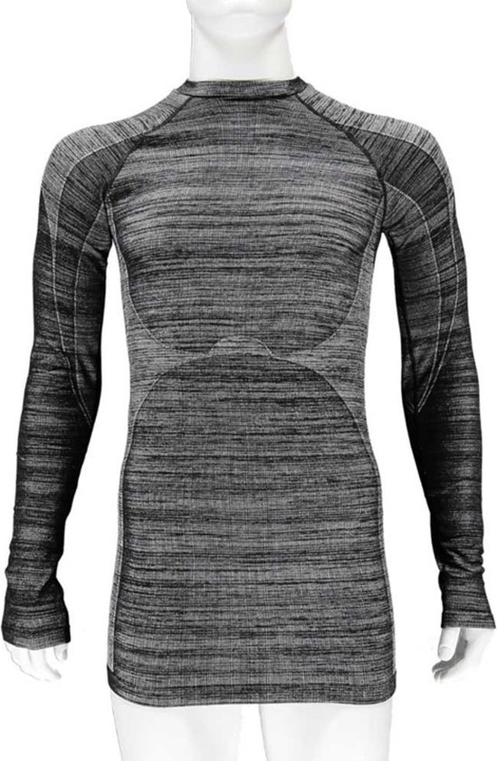 Chemise thermo noir chiné manches longues pour homme - Vêtements de sports d'hiver - Vêtements thermo XXL (56)