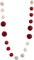 Hangmobiel - Ballen rood/wit - Vilt - Rood - 140 cm - Nepal - Yokomeshi - Fairtrade