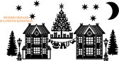 15 delige Raamsticker set herbruikbaar huisjes - kerstboom - lantaarnpaal - waslijn Kerstman | Rosami Decoratiestickers