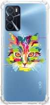 Silicone Case OPPO A54s | A16 | A16s Smartphone hoesje met doorzichtige rand Cat Color