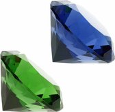 Nep edelstenen/diamanten van glas 4 cm doorsnede groen en blauw - decoratie of speelgoed