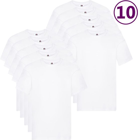 Fruit of the Loom T-shirts Original 10 pcs S coton blanc