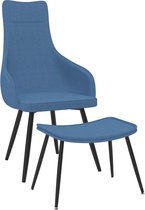 vidaXL Fauteuil met voetenbank stof blauw