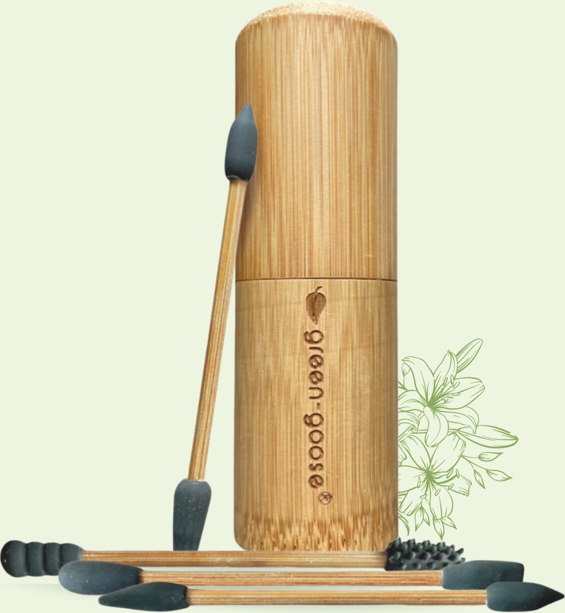Herbruikbare Wattenstaafjes Make-up Applicator met Bamboe Houder | 4 Duurzame Wattenstaafjes