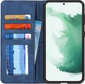 Samsung Galaxy S22 Plus Hoesje Pasjes Book Case Kunstleer Blauw