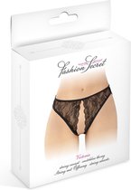 Fashion Secret Victoria - Erotische String - Open Kruis - Zwart - One Size