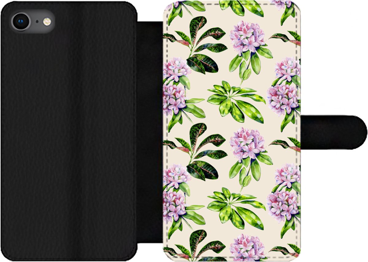 Bookcase Geschikt voor iPhone 7 telefoonhoesje - Hortensia - Planten - Patronen - Met vakjes - Wallet case met magneetsluiting