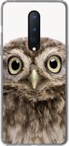 Geschikt voor OnePlus 8 hoesje - Uilskuiken - Uil - Portret - Bruin - Vogel - Jongens - Meisjes - Siliconen Telefoonhoesje
