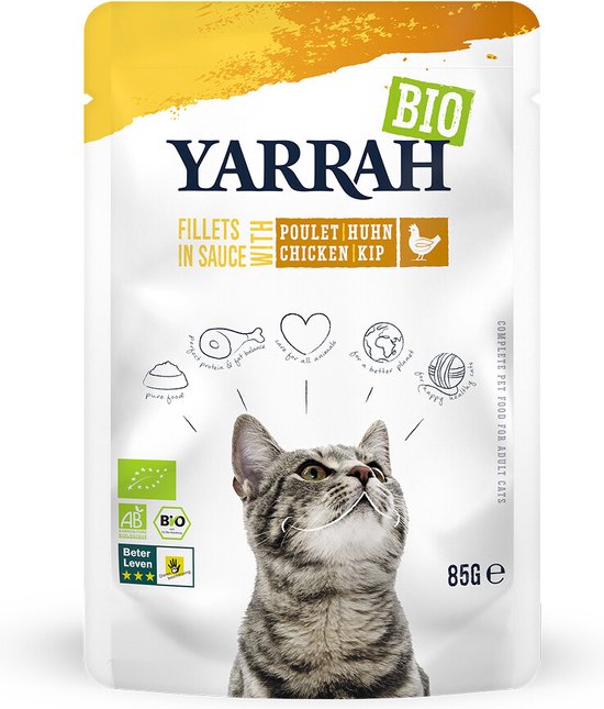 14x Yarrah Bio Kattenvoer Kip 85 gr