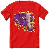 Dieren T-Shirt | Olifant shirt Heren / Dames | Wildlife elephant cadeau - Rood - XL