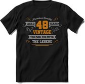 48 Jaar Legend T-Shirt | Goud - Zilver | Grappig Verjaardag Cadeau | Dames - Heren | - Zwart - S