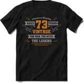 73 Jaar Legend T-Shirt | Goud - Zilver | Grappig Verjaardag Cadeau | Dames - Heren | - Zwart - XXL