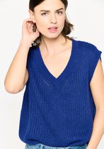 LOLALIZA Gebreide debardeur met V-hals - Blauw - Maat S/M