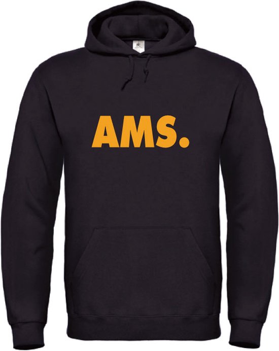 Hoodie zwart XXL - AMS - okergeel - soBAD. | Amsterdam | Unisex | Hoodie heren | Hoodie Dames