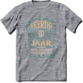 40 Jaar Legendarisch Gerijpt T-Shirt | Aqua - Ivoor | Grappig Verjaardag Cadeau | Dames - Heren | - Donker Grijs - Gemaleerd - M