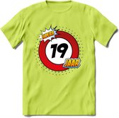 19 Jaar Hoera Verkeersbord T-Shirt | Grappig Verjaardag Cadeau | Dames - Heren | - Groen - L