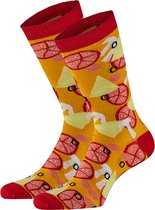 Apollo | Pizza sokken giftbox | Geel | Maat 36/41 | Geschenkdoos | Cadeaudoos | Giftbox Vrouwen | Giftbox sokken vrouwen | Pizza sokken | Pizza Hawai