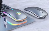 Draadloze muis oplaadbare Laptop 2022 Model USB Oplaadbaar RGB Silent Plug&Play Zilver