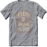 10 Jaar Legendarisch Gerijpt T-Shirt | Roest - Ivoor | Grappig Verjaardag Cadeau | Dames - Heren | - Donker Grijs - Gemaleerd - XL