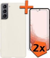 Samsung Galaxy S22 Hoesje Met 2x Screenprotector - Samsung Galaxy S22 Case Wit Siliconen - Samsung Galaxy S22 Hoes Met 2x Screenprotector