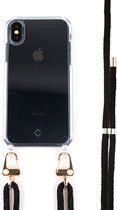 Coverzs Transparant case met zwart koord geschikt voor Apple iPhone X/Xs - Telefoonhoesje met koord - Backcover hoesje met koord