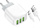 Originele oplader - USB-A naar usb c - 17W - 3-poorts USB- oplader usb c met snellaadfunctie, USB naar Type-C