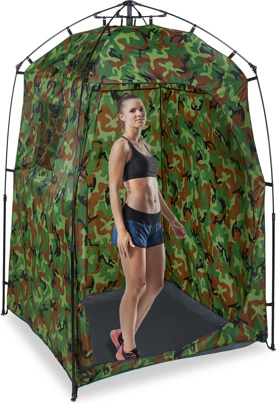 Pop Up Toilet , Douche  En Omkleedtent, Bijvoorbeeld Voor Gebruik Op De Camping Zonder Tentvloer En Kap Draagbaar Groen