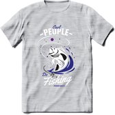 Cool People Do Fishing - Vissen T-Shirt | Donker Blauw | Grappig Verjaardag Vis Hobby Cadeau Shirt | Dames - Heren - Unisex | Tshirt Hengelsport Kleding Kado - Licht Grijs - Gemale