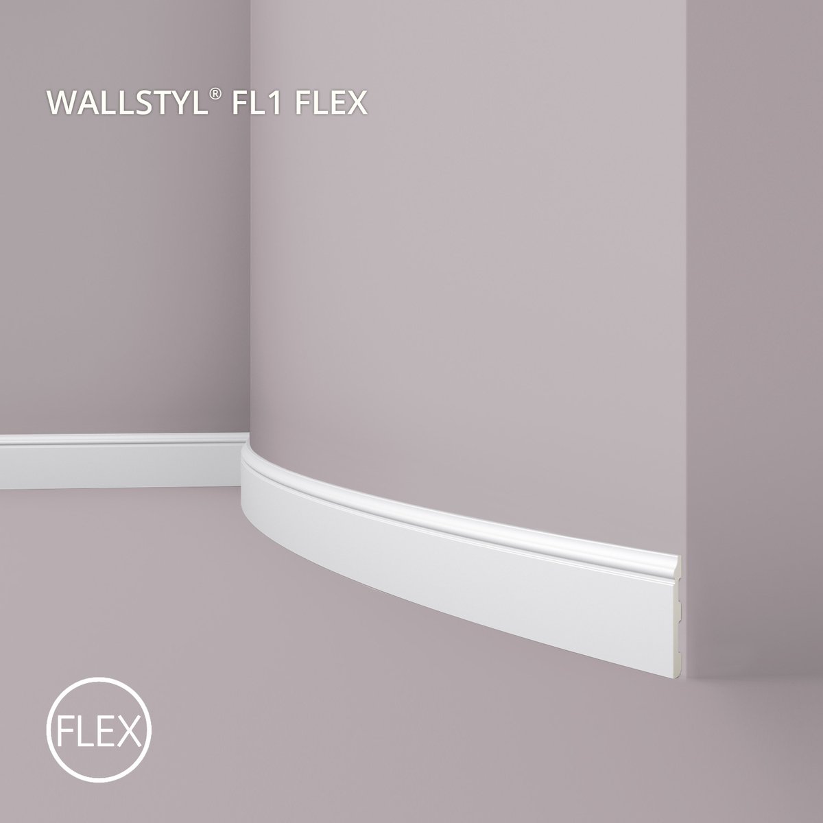 Plint NMC FL1 Flex WALLSTYL Noel Marquet Lijstwerk flexibele lijst Sierlijs tijdeloos klassieke stijl wit 2 m