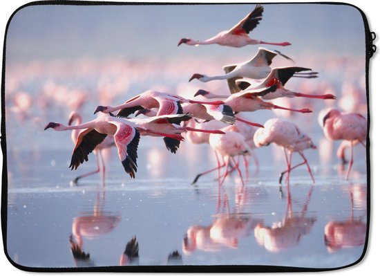 Housse ordinateur 13 pouces 34x24 cm - Flamingo Luxurydeco - Housse Macbook & Laptop Flamants roses sur l'eau - Housse ordinateur portable avec photo