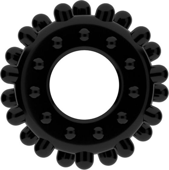 PowerPlus Flexibele Cockring Geribbeld - zwart